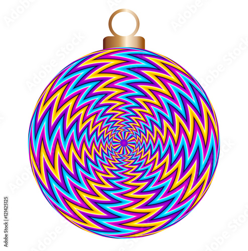 Christmas ball with colorful zigzags (spin illusion)
