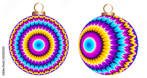 Christmas balls with abstract colorful pattern (motion illusion)