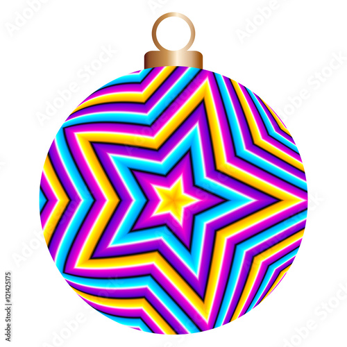 Colorful christmas ball with five-pointed star (motion illusion)