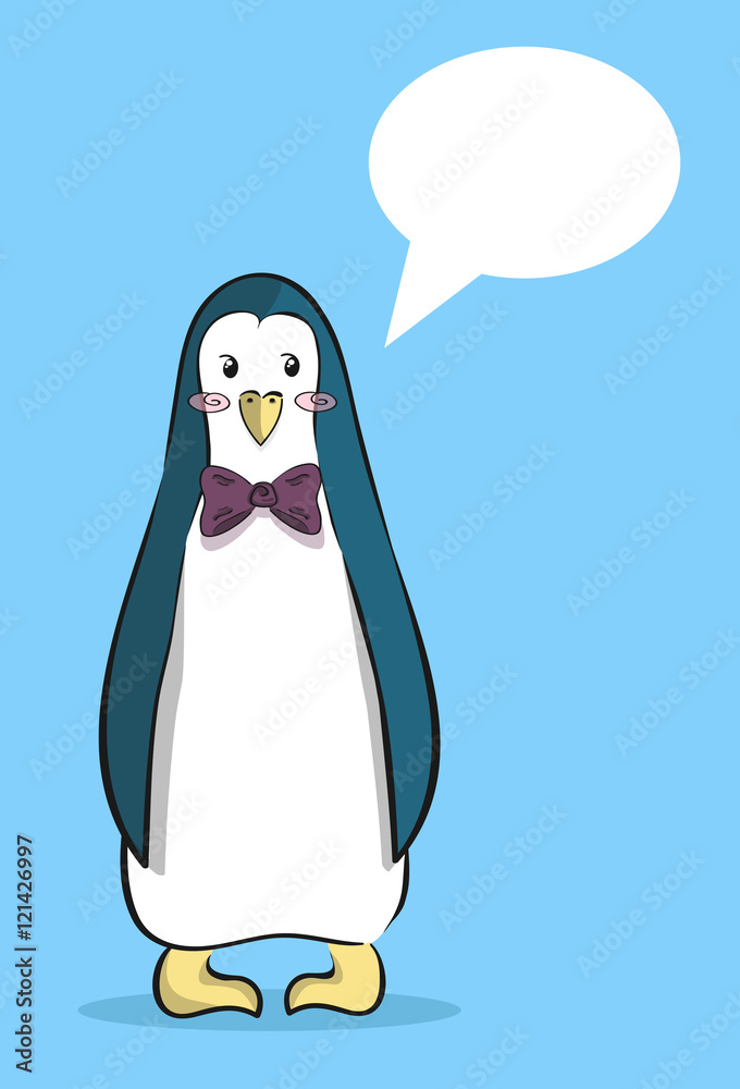 Obraz premium illustration of a penguin character with a window for dialogue