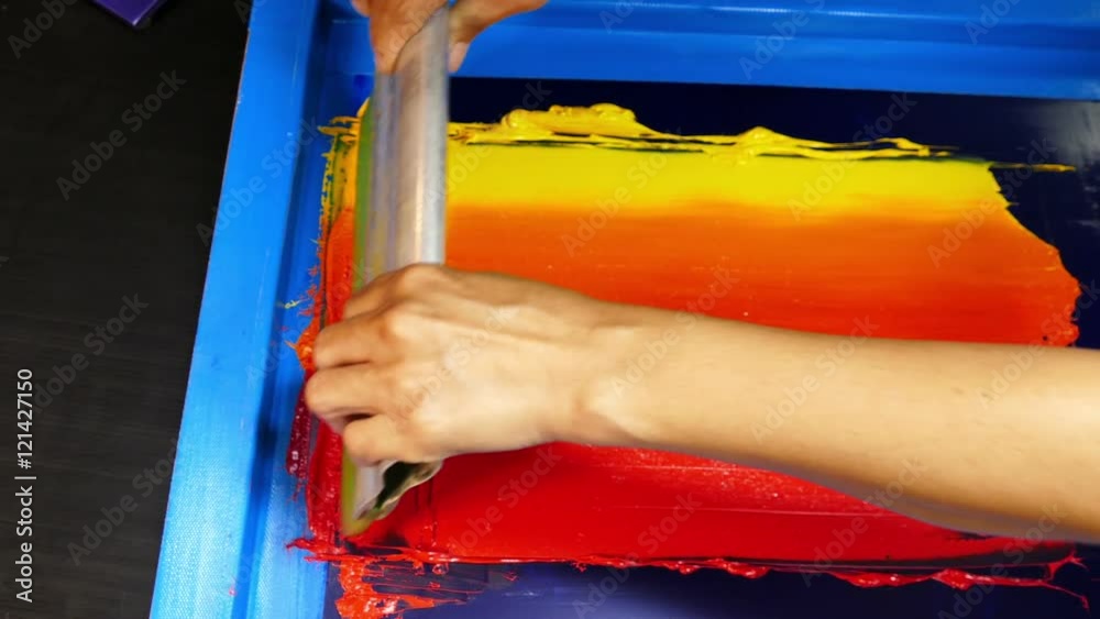 hot tone of colour silk screen printing made color grading by hand followed by step of colour toning. start from yellow to orange and red.