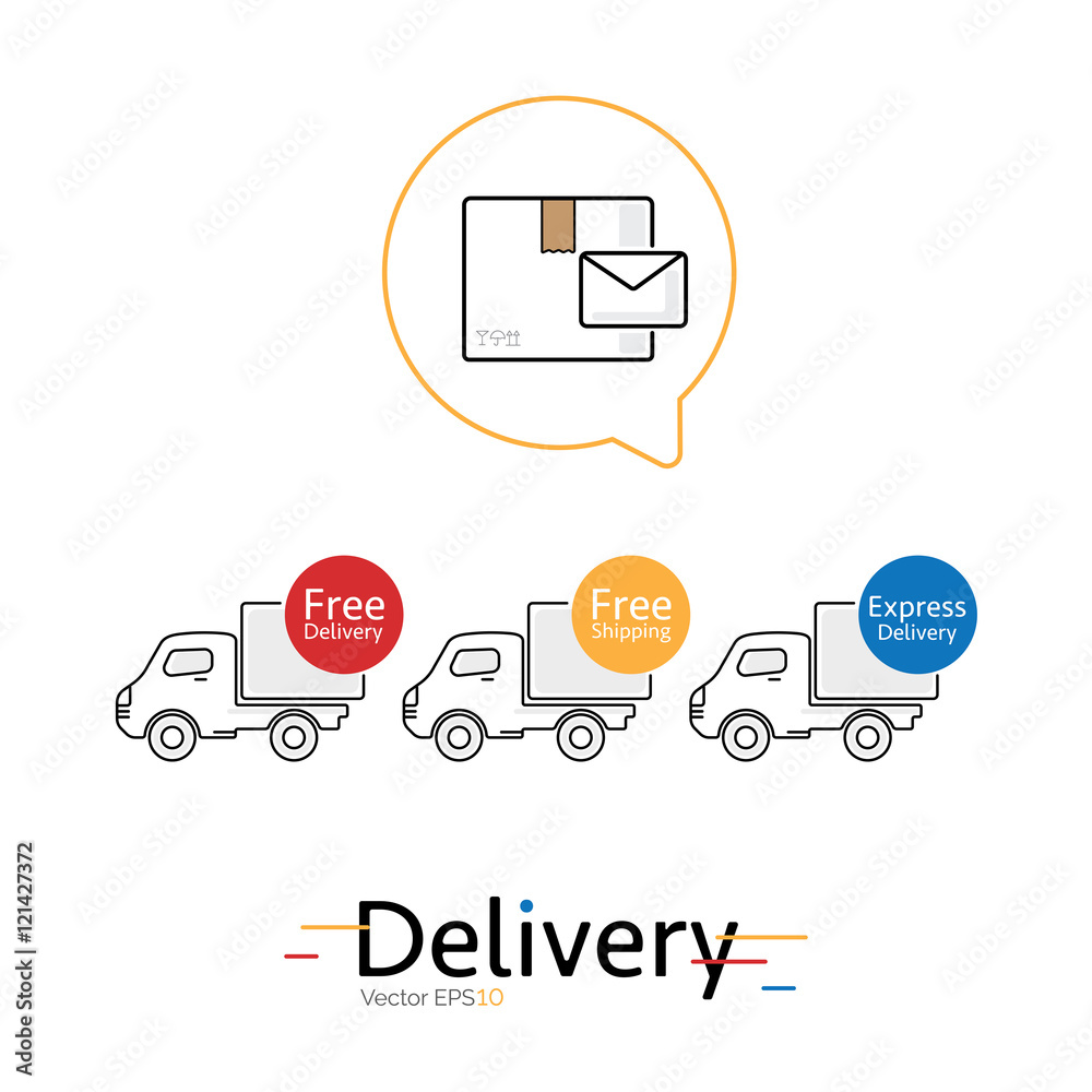 Mail and delivery car vector icons Mail and delivery car vector icons