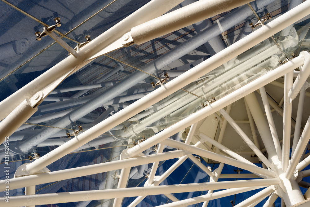 Diagonal Roofing Strut Abstract Interior and Blue Sky Diagonal Roofing Strut Abstract Interior and Blue Sky