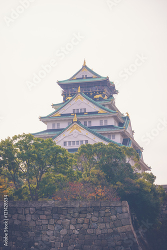 Osaka castle in Osaka Japan ( Filtered image processed vintage e