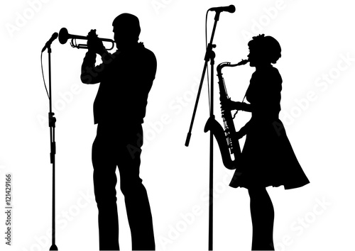 Concert of jazz music on white background