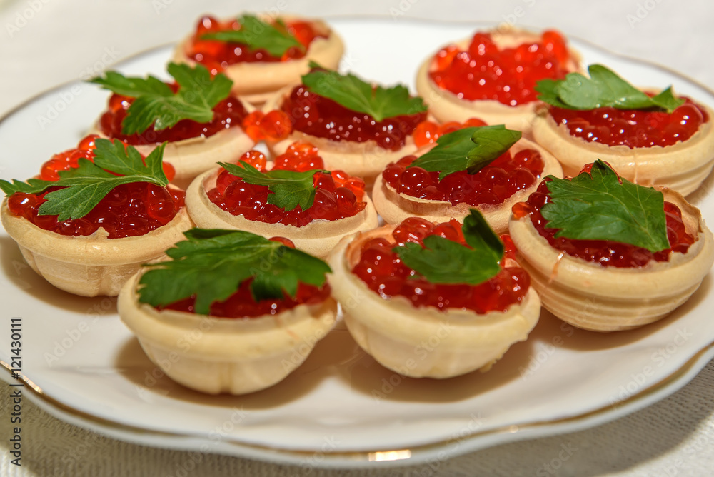 red caviar tartlets snack food