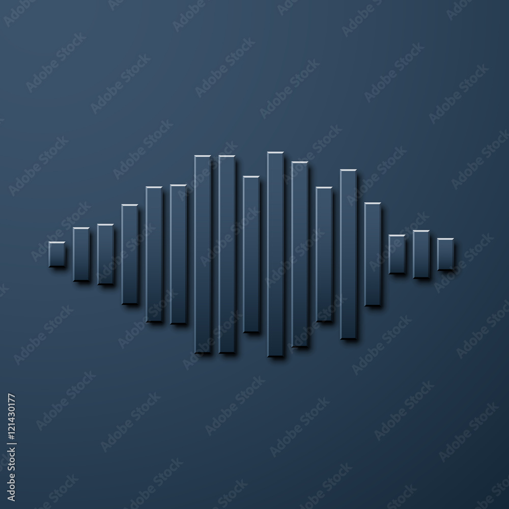 Silhouette of sound waveform with shadow Silhouette of sound waveform with shadow