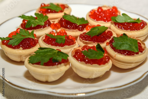 red caviar tartlets snack food