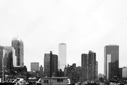 Midtown Manhattan  New York City  from a residential rooftops - in black and white