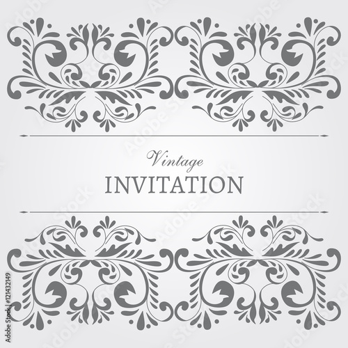 Greeting or invitation card or announcement, save the date card. Template ornament flyer. Vintage style.