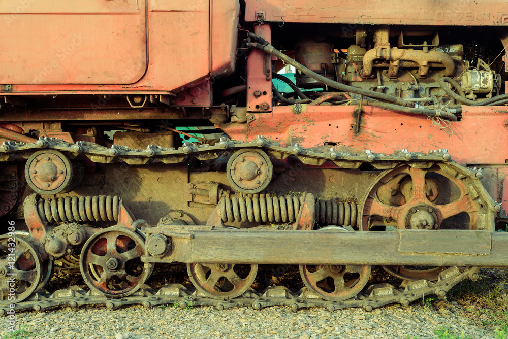 Old Mechanical Vehicle Tracks and Engine Old Mechanical Vehicle Tracks and Engine
