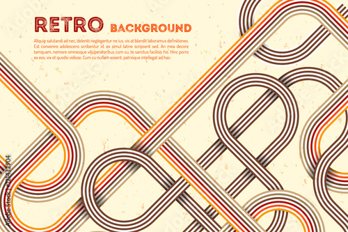 Abstract retro lines background. Colorful retro rounded. Abstract retro poster