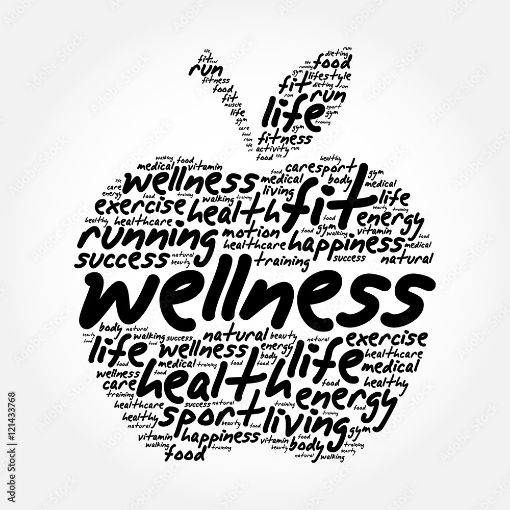 Wellness apple word cloud collage, health concept background Stock ...