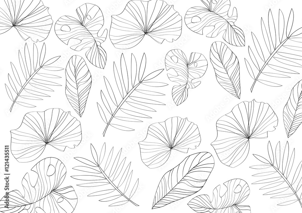 Abstract natural background; Plants line art illustration pattern wallpaper  graphic. Stock Illustration | Adobe Stock