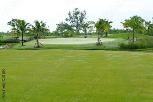 putting green in golf course landscape northern of Thailand 
