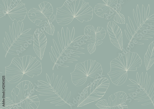 Plants line art background design yellow on green