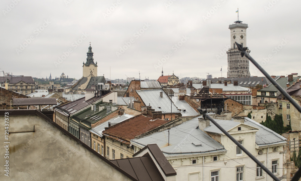 View from the roof on the Latin Cathedral, Lviv, Ukraine


