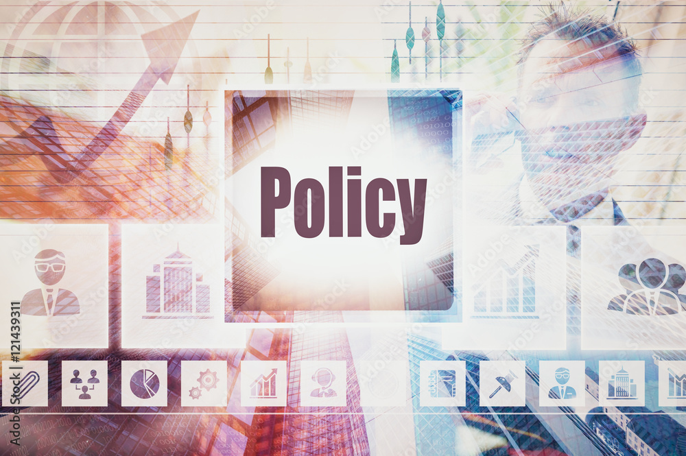 Business Policy concept button on a coloured background StockFoto