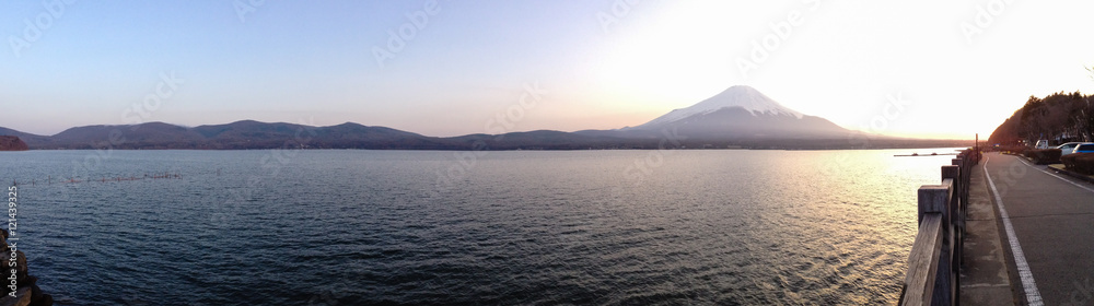 Sunset at Yamanaka Lake with Mount Fuji Sunset at Yamanaka Lake with Mount Fuji