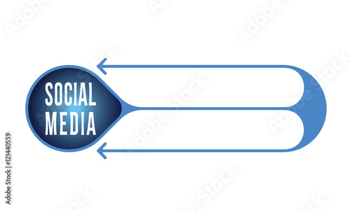 Vector double buttons for your text and the words social media