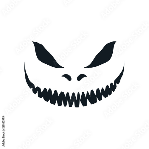 Scary face isolated on white background.