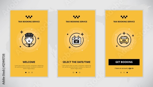 Onboarding design concept for taxi booking service