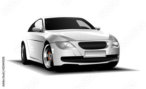 Digital vector white and silver sport race car, modern and realistic, front view © frimufilms