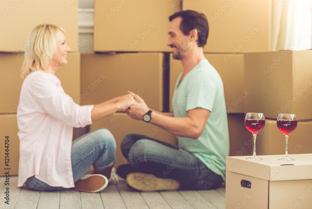 Beautiful mature couple moving Beautiful mature couple moving