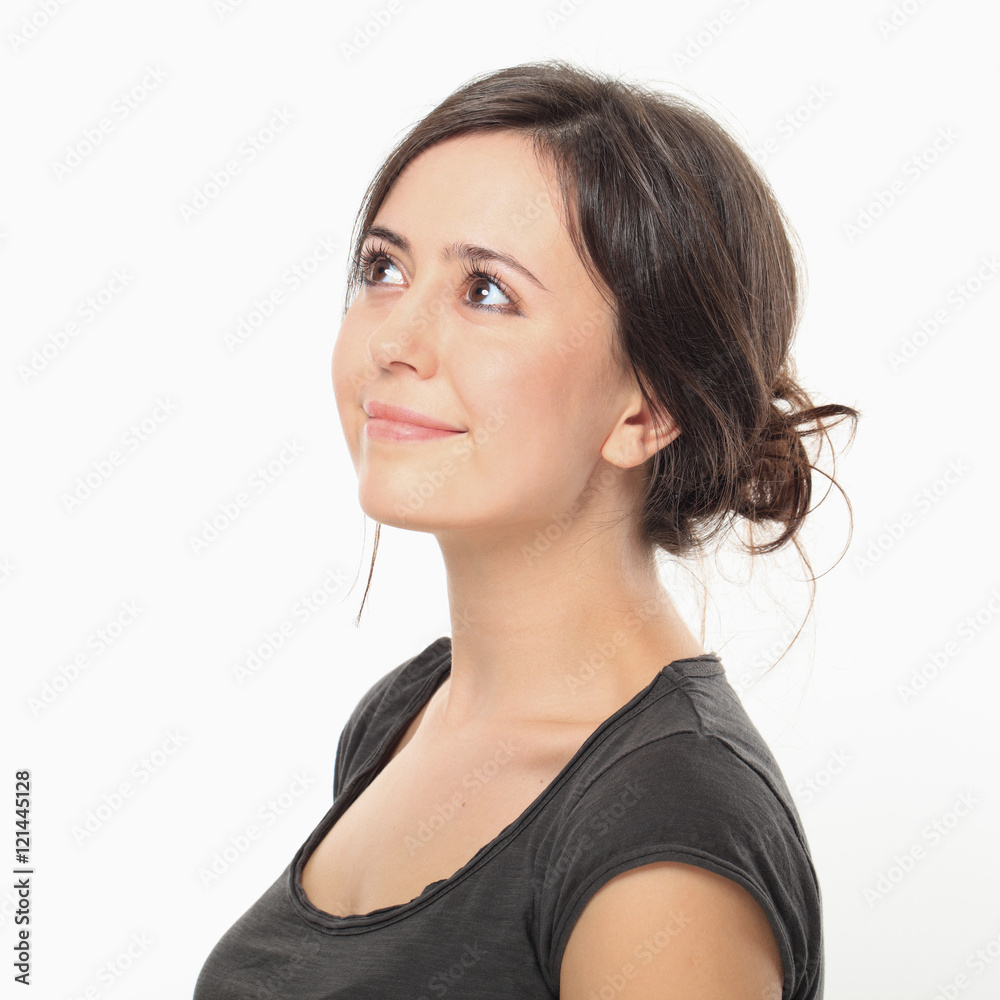 Beautiful young woman smiling portrait. Beautiful young woman smiling portrait.