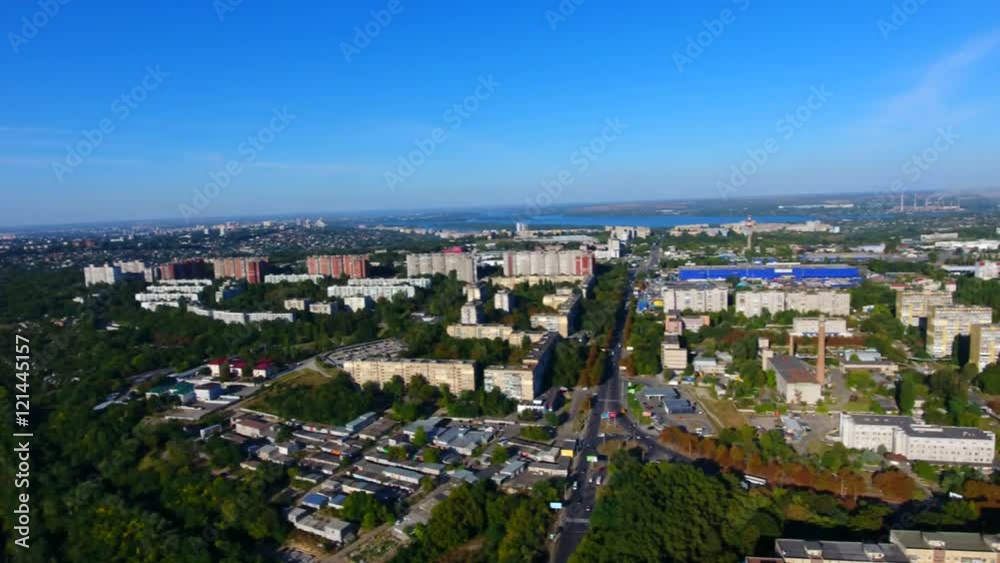Aerial view of the road and railway in city Aerial view of the road and railway in city