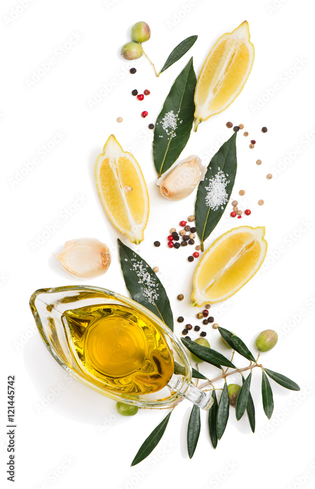 Spices and lemon, above view. Spices and lemon, above view.