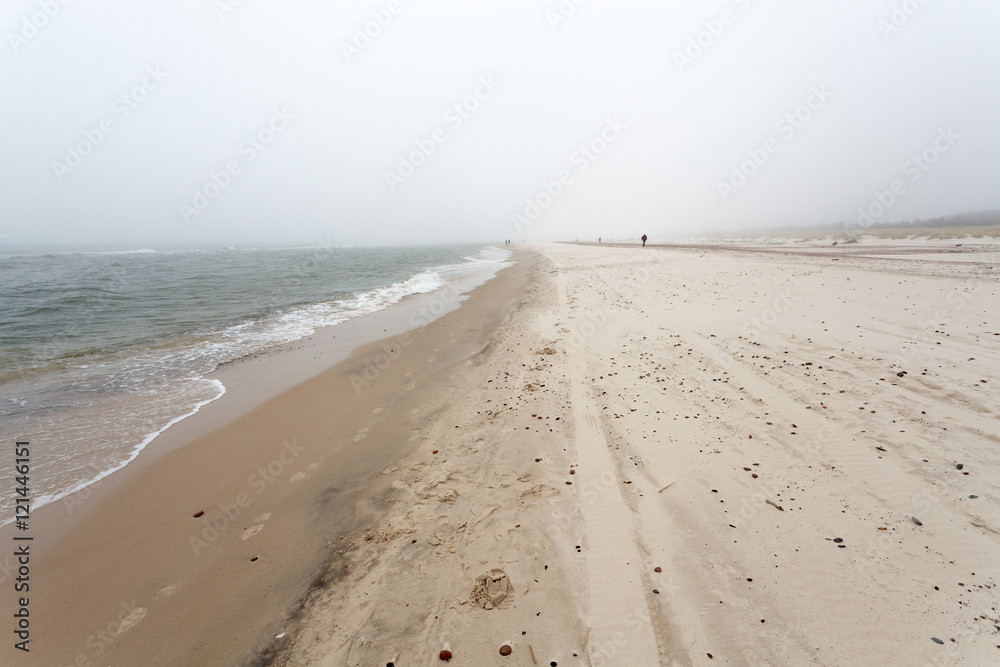 On the beach - foggy day at the seaside