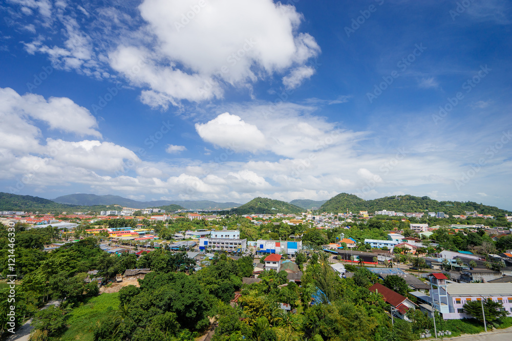 Cityscape. View from the roof on Phuket town, Thailand.