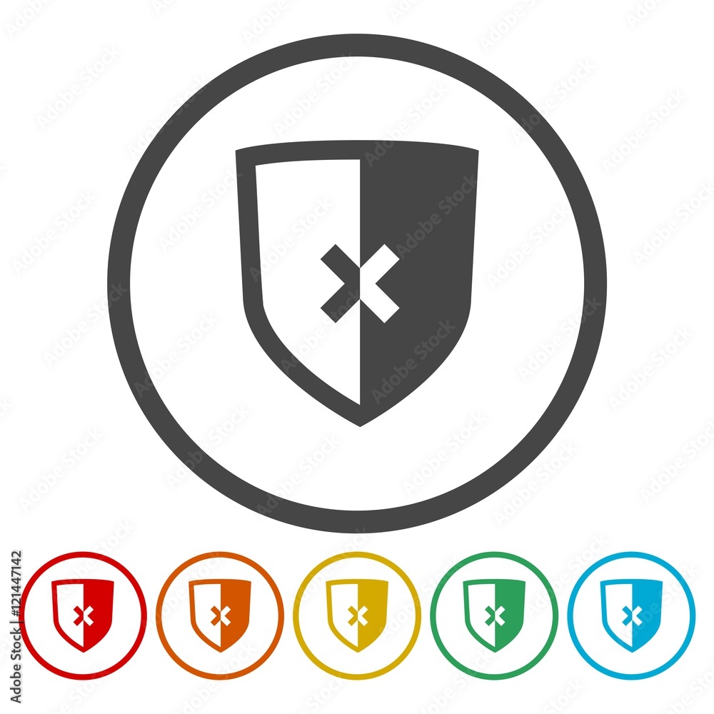 Shield with cancel symbol. Vector illustration. Shield with cancel symbol. Vector illustration.