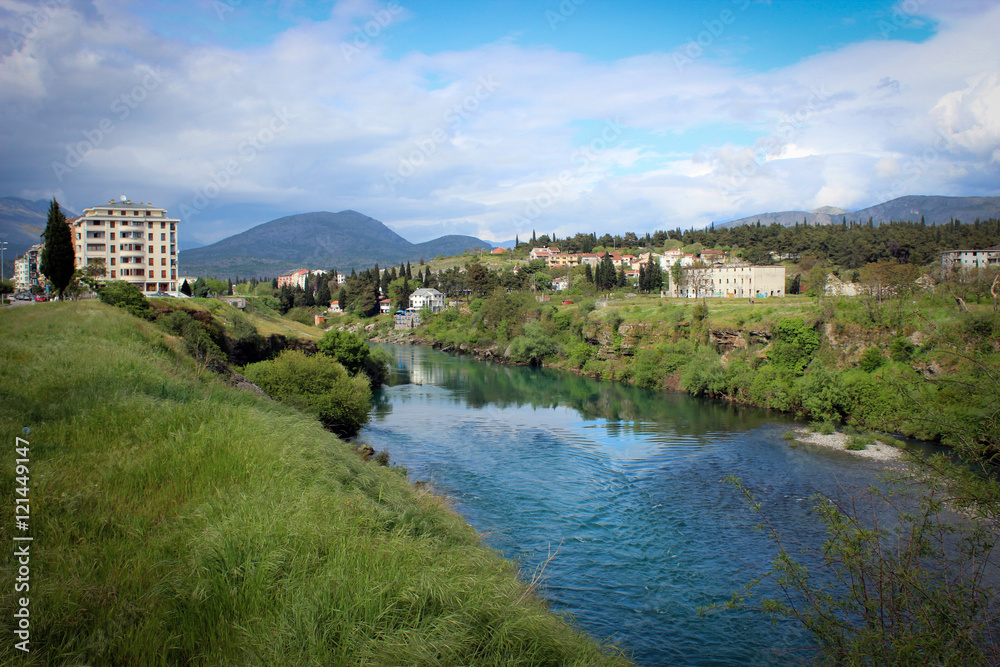 Morača river in Podgorica, Montenegro