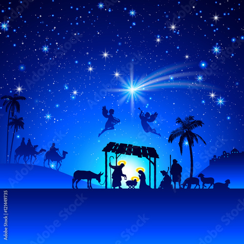 Vector Christmas Nativity Scene