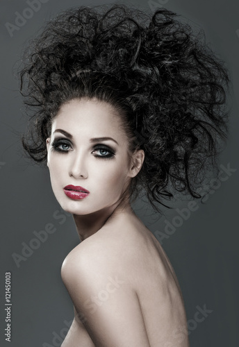Beauty Woman Portrait. Professional Makeup. Red Lipstick. Beauti