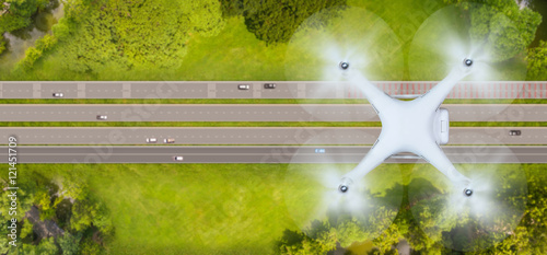 Top view of drone flying