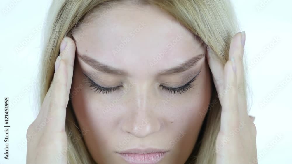 Close Up of woman Face with headache, Frustration, Tension Close Up of woman Face with headache, Frustration, Tension