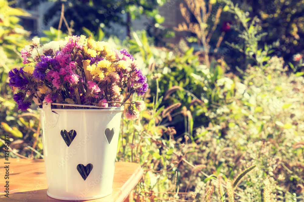 Summer beautiful garden with colorful bouquet of flowers Summer beautiful garden with colorful bouquet of flowers