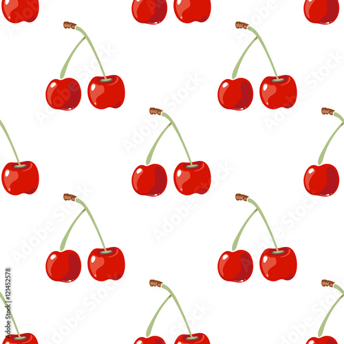 Red cherry vector seamless background
