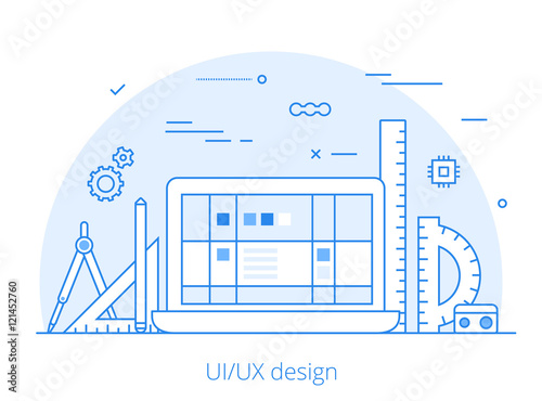 Lineart Flat UI/UX interface design web site vector illustration