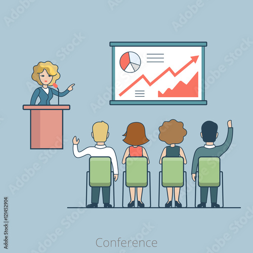 Linear Flat office Business Conference Speaker tribune vector