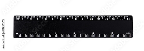 Black ruler isolated, inches, centimeters