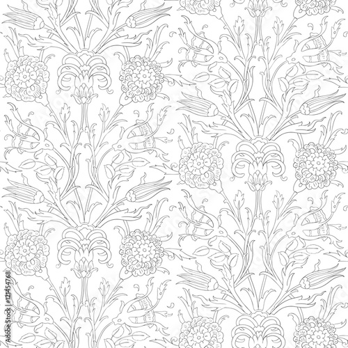 Traditional Arabic  ornament seamless. Floral Ornamental pattern. Iznik .Vector.  Background