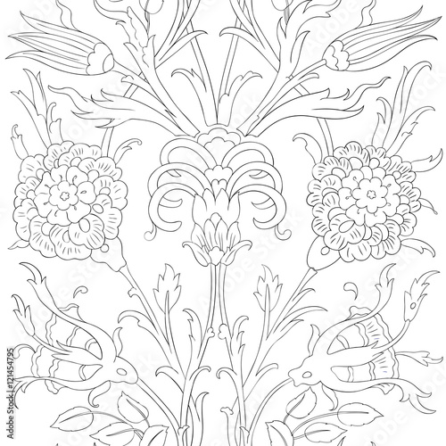 Traditional Arabic  ornament seamless. Floral Ornamental pattern. Iznik .Vector.  Background