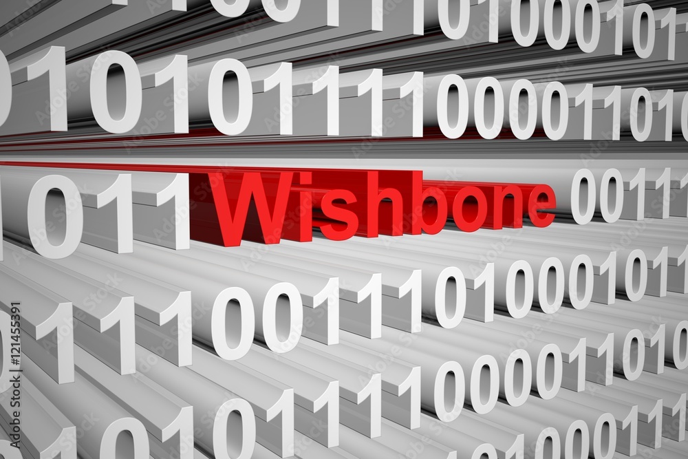 Wishbone in the form of binary code, 3D illustration