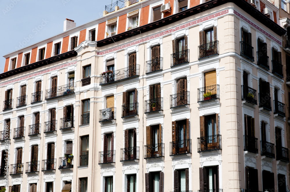 Madrid Architecture on Buildings Facade - Spain