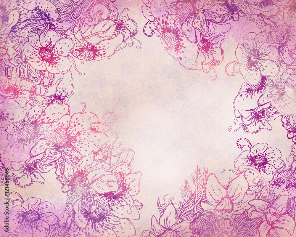 A beautiful floral pattern in purple and pink