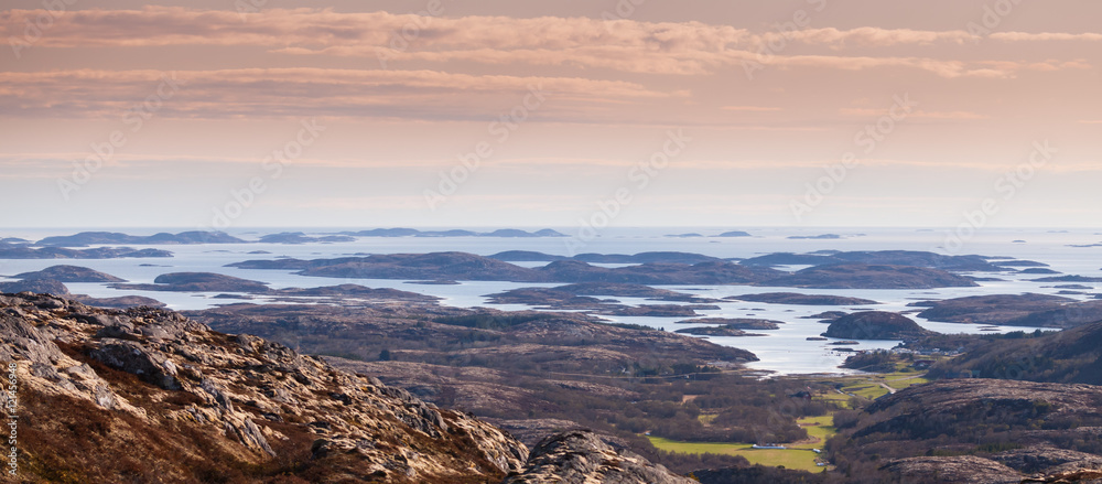 Panoramic Norwegian coastal landscape